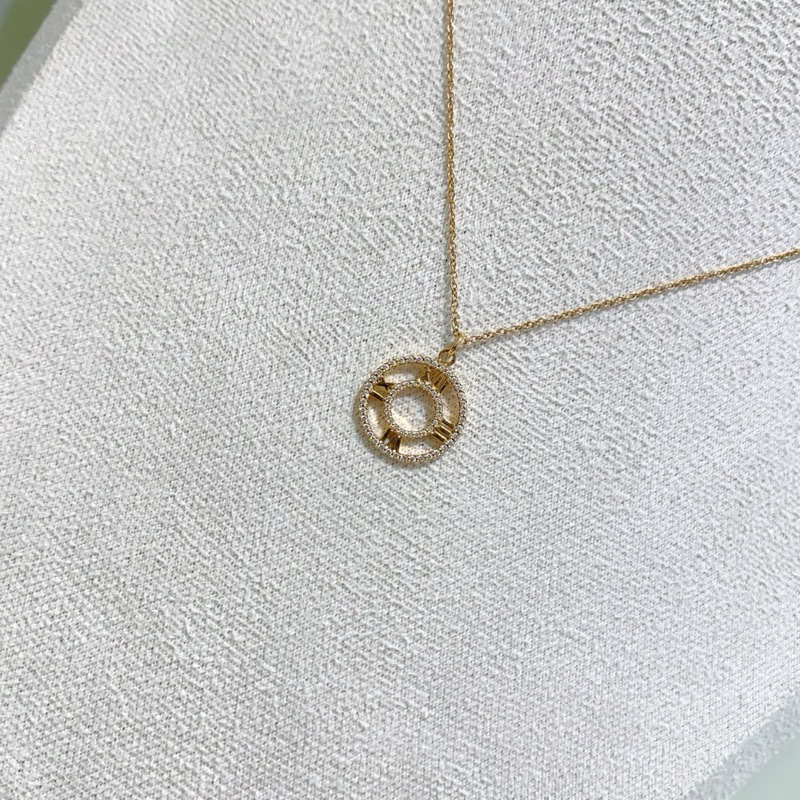 Tiffany蒂芙尼18k玫瑰金鏤空鑲鑽羅馬數字圓圈項鏈-3