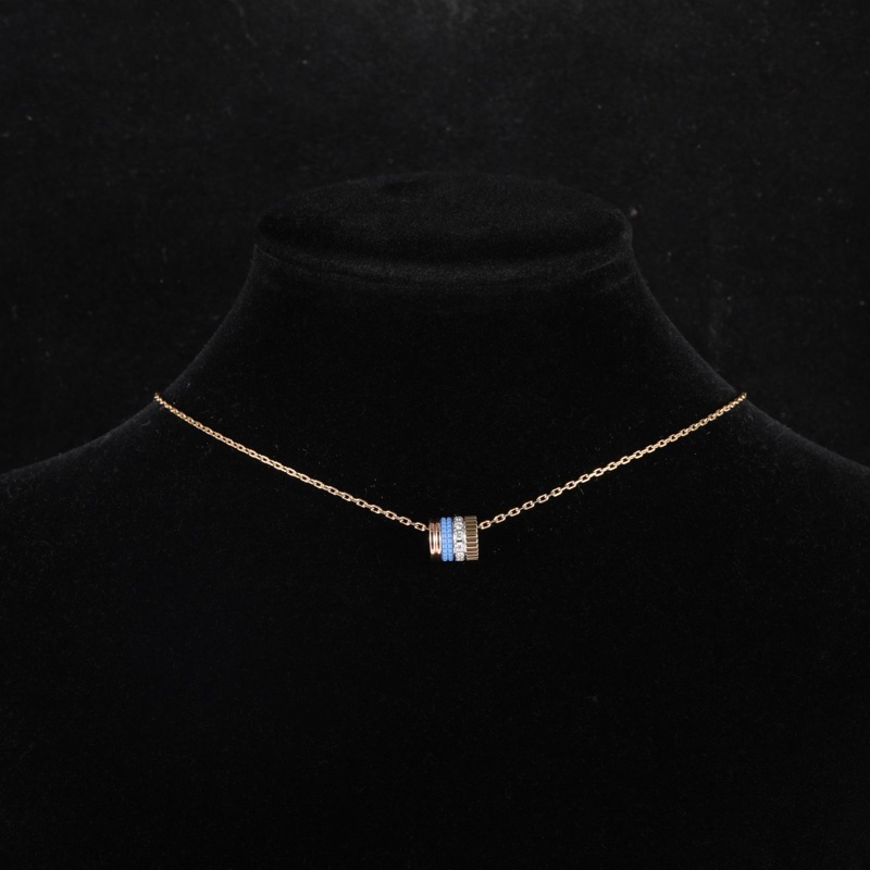 Boucheron（寶詩龍）18K黃金 18K白金 18K玫瑰金 鑽石 藍陶瓷 Quatre Blue吊墜 項鏈-0