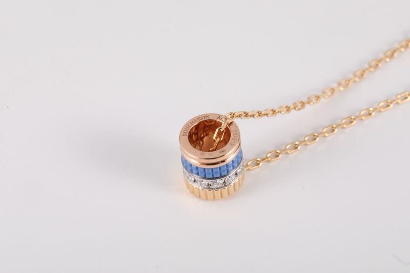 Boucheron（寶詩龍）18K黃金 18K白金 18K玫瑰金 鑽石 藍陶瓷 Quatre Blue吊墜 項鏈-2