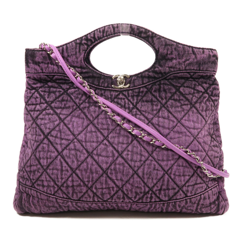 CHANEL 牛仔布Chanel 31金扣手挽肩背兩用袋-0