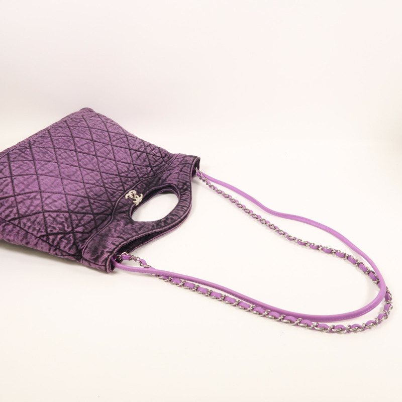 CHANEL 牛仔布Chanel 31金扣手挽肩背兩用袋-8