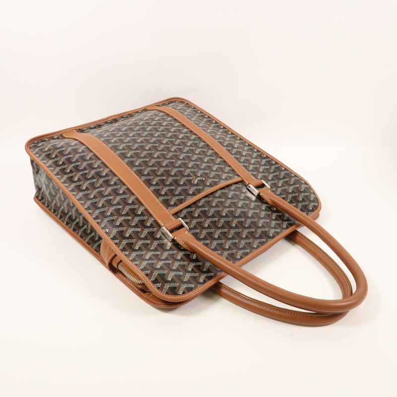 GOYARD 塗層帆布/皮革Bourgogne銀扣肩背袋/手挽袋-7
