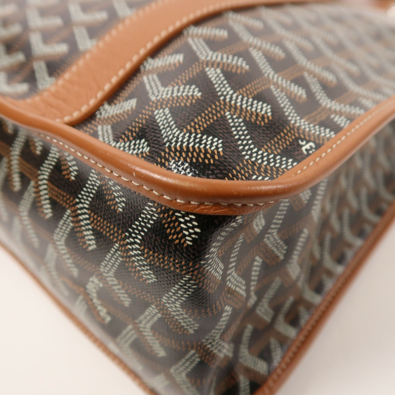 GOYARD 塗層帆布/皮革Bourgogne銀扣肩背袋/手挽袋-9
