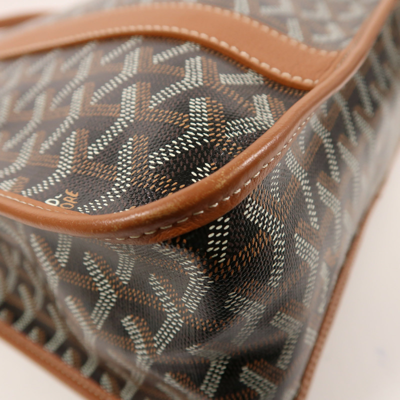 GOYARD 塗層帆布/皮革Bourgogne銀扣肩背袋/手挽袋-10
