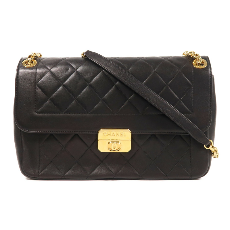 CHANEL 皮革Chain Shoulder金扣鏈帶肩背袋-0