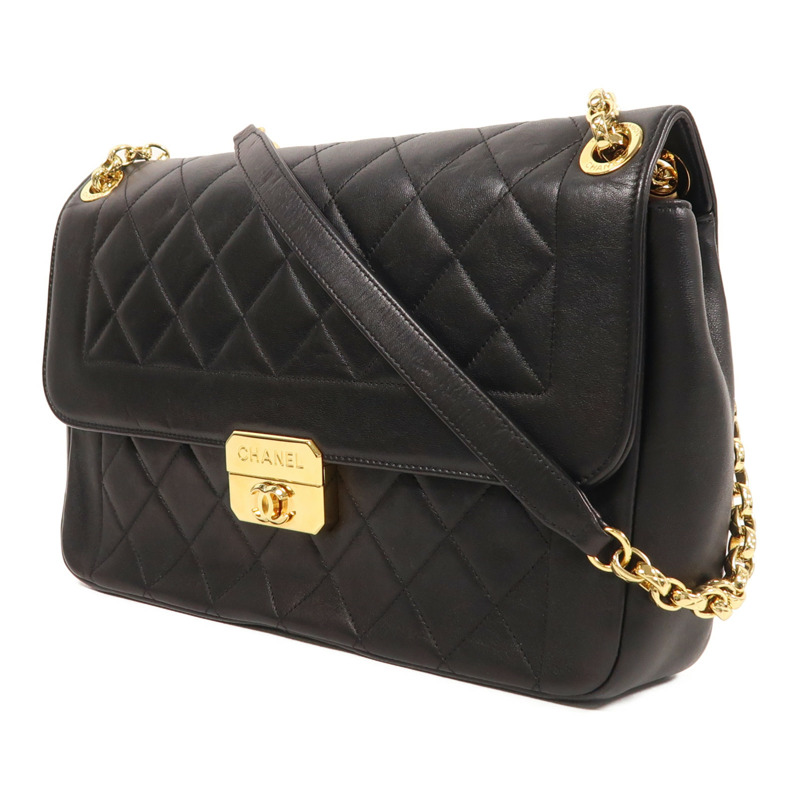 CHANEL 皮革Chain Shoulder金扣鏈帶肩背袋-2