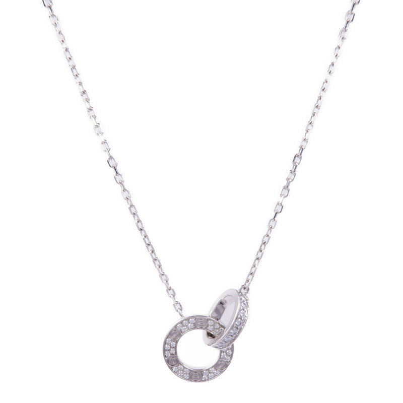 CARTIER 18K白金Love Necklace Paved鑽石項鍊-0
