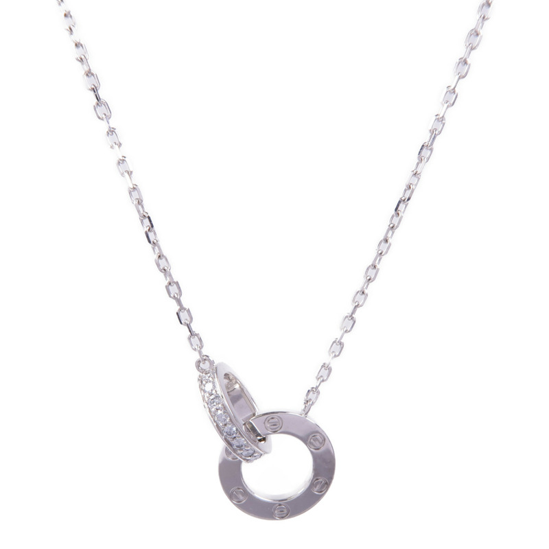 CARTIER 18K白金Love Necklace Paved鑽石項鍊-1