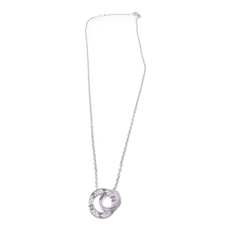 CARTIER 18K白金Love Necklace Paved鑽石項鍊-2