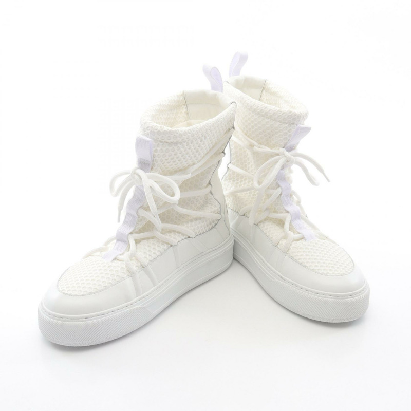 Christian Dior 白色皮革繫帶靴,二手女款 #39-2