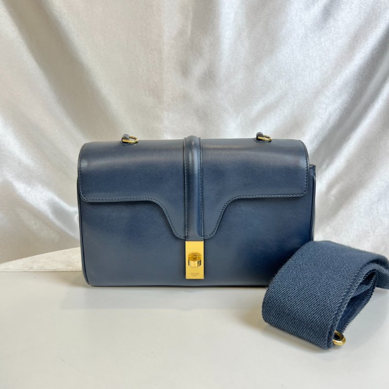 CELINE 深藍TEEN SOFT 16 斜背包-0