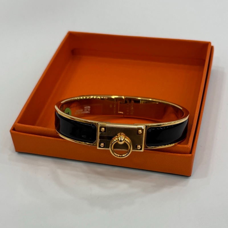 Hermes 愛馬仕 玫瑰金黑色法朗 cdc 圓環 ST 閒置 膜還在-3