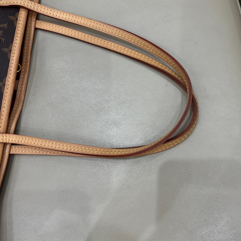 LV neverfull MM玫紅色內裡中號老花購物袋托特包-15