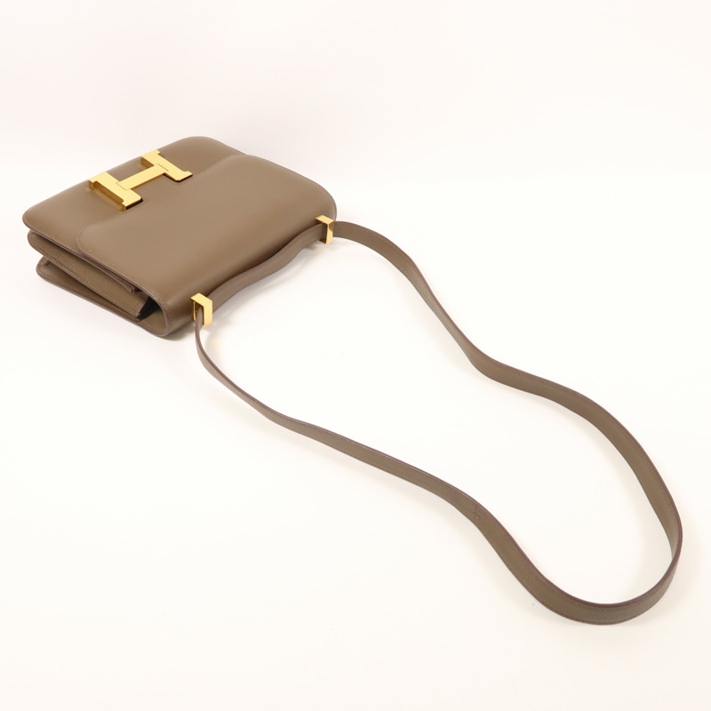 HERMES Evercolor皮革Constance 24金扣肩背袋Toundra-7