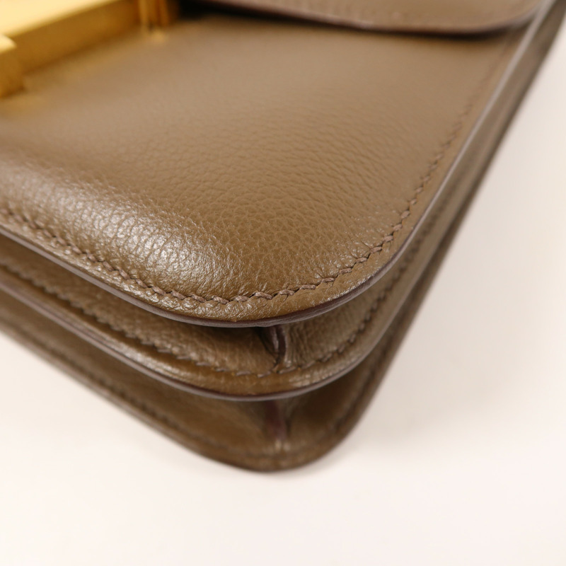 HERMES Evercolor皮革Constance 24金扣肩背袋Toundra-9
