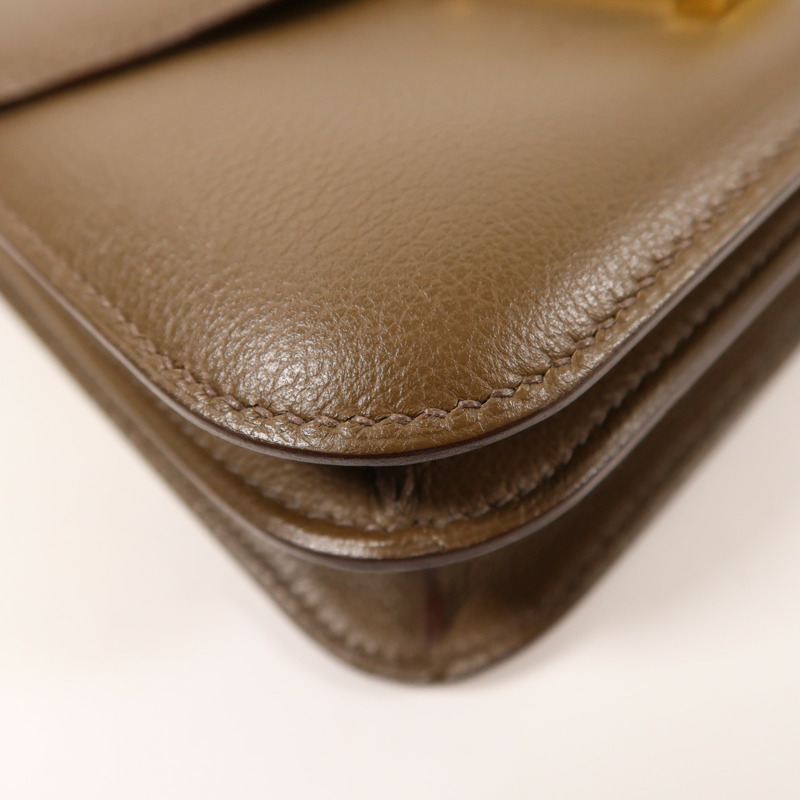 HERMES Evercolor皮革Constance 24金扣肩背袋Toundra-10