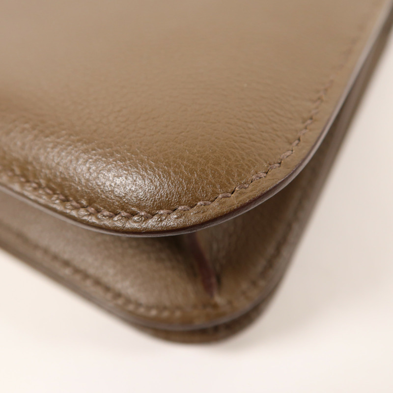 HERMES Evercolor皮革Constance 24金扣肩背袋Toundra-11