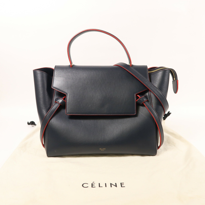 CELINE 牛皮皮革Mini Belt Bag金扣手挽肩背兩用袋-8