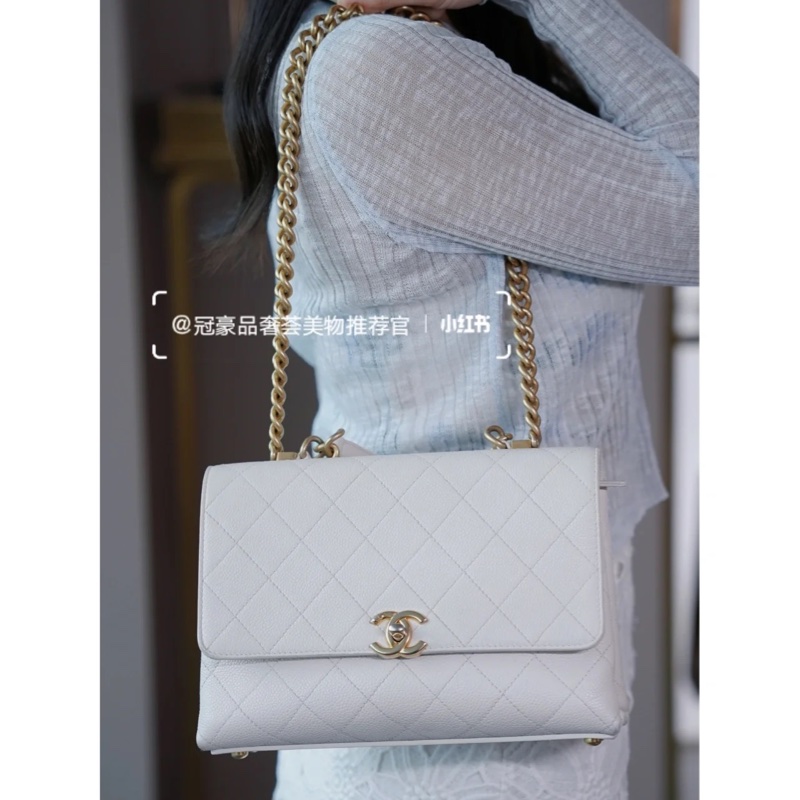 99新🈶購證 香奈兒Chic affinity白金荔枝牛皮斜挎包-3