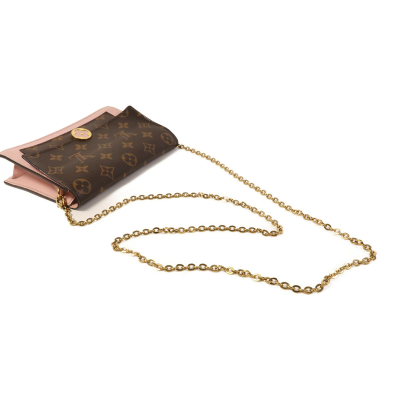 LOUIS VUITTON Monogram Flore Chain Wallet金扣鏈帶肩背袋-9