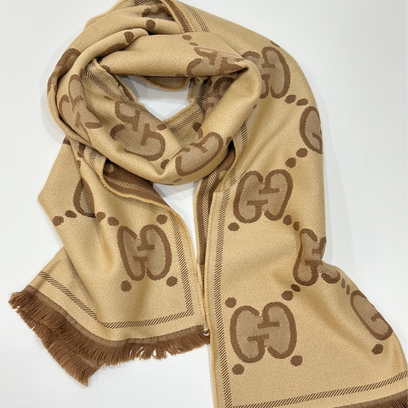 Gucci 緹花 大LOGO 雙面 羊毛 圍巾 披肩 披巾-29