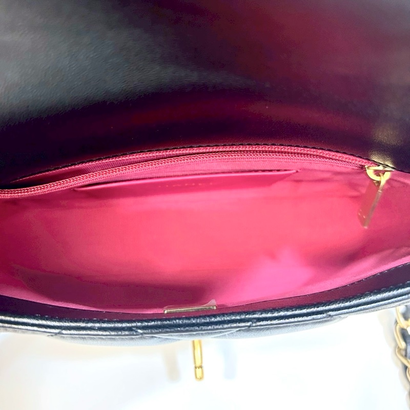 CHANEL黑金羊皮愛心琺琅釦Flap bag AS3986-6