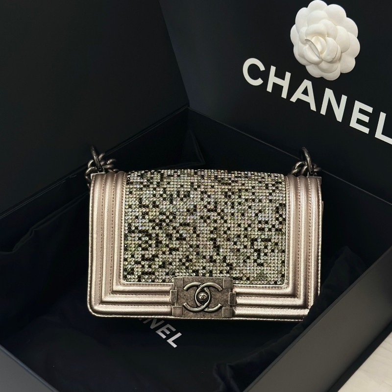 Chanel香奈兒滿鑽leboy小號肩背包斜背包 19開 🈶盒子 防塵袋-2