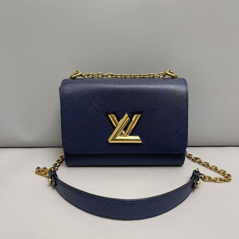 LV路易威登Twist中號深藍色epi水波紋金扣包-0