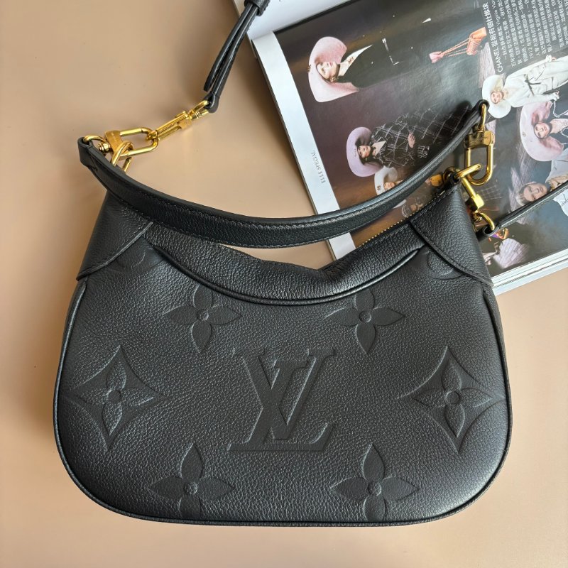 ::LOUIS VUITTON:: LV M46002 Bagatelle黑色壓花紋手提兩用肩背包 腋下半月包-0