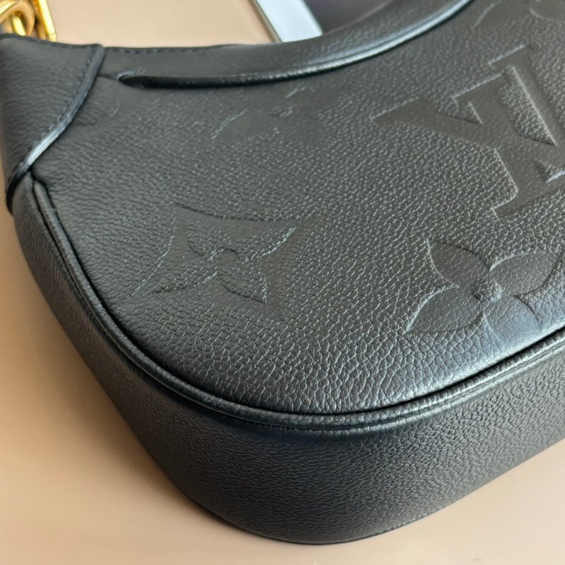 ::LOUIS VUITTON:: LV M46002 Bagatelle黑色壓花紋手提兩用肩背包 腋下半月包-8