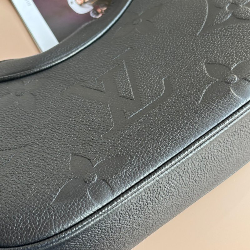 ::LOUIS VUITTON:: LV M46002 Bagatelle黑色壓花紋手提兩用肩背包 腋下半月包-9