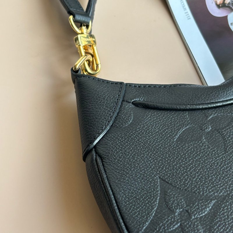 ::LOUIS VUITTON:: LV M46002 Bagatelle黑色壓花紋手提兩用肩背包 腋下半月包-10