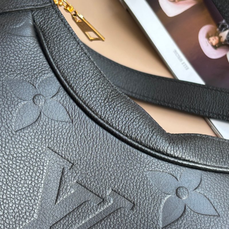 ::LOUIS VUITTON:: LV M46002 Bagatelle黑色壓花紋手提兩用肩背包 腋下半月包-13