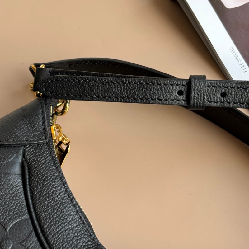 ::LOUIS VUITTON:: LV M46002 Bagatelle黑色壓花紋手提兩用肩背包 腋下半月包-19