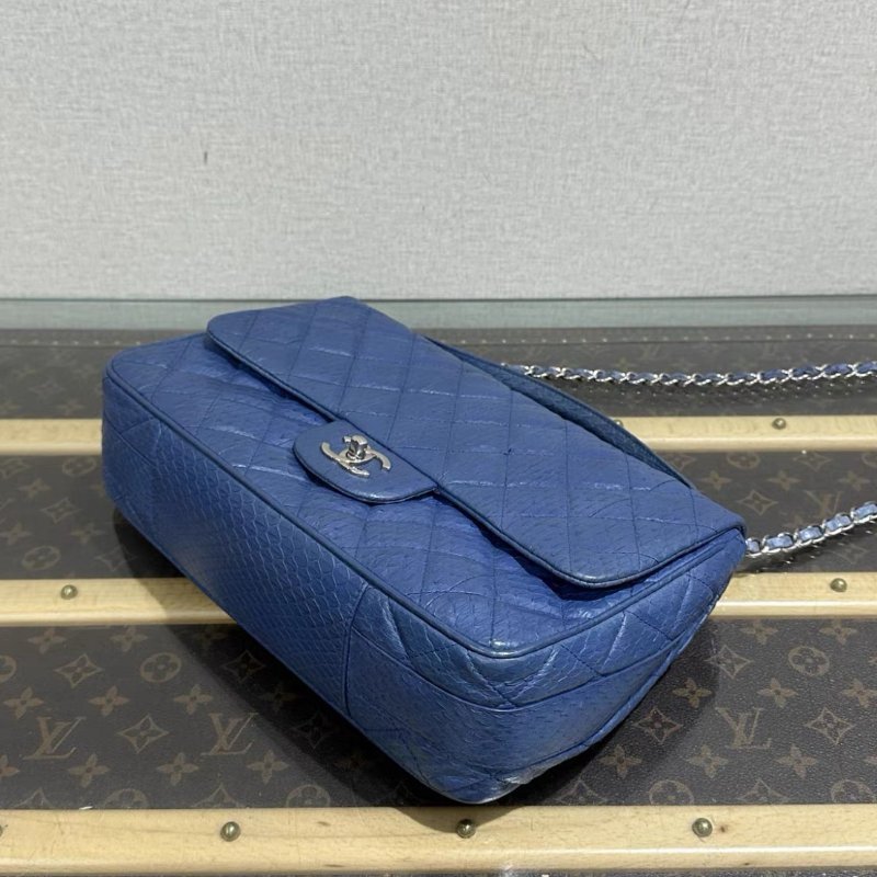CHANEL CF藍銀手提斜背包 30*19*8 98新配件塵袋-2