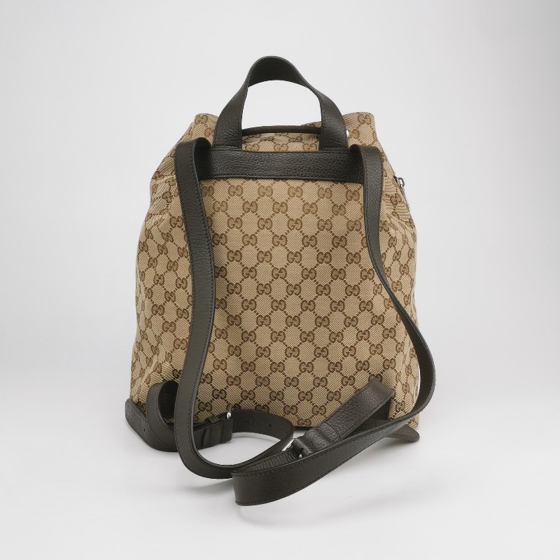 Gucci古馳 老花帆布拼皮雙肩包後背包-1