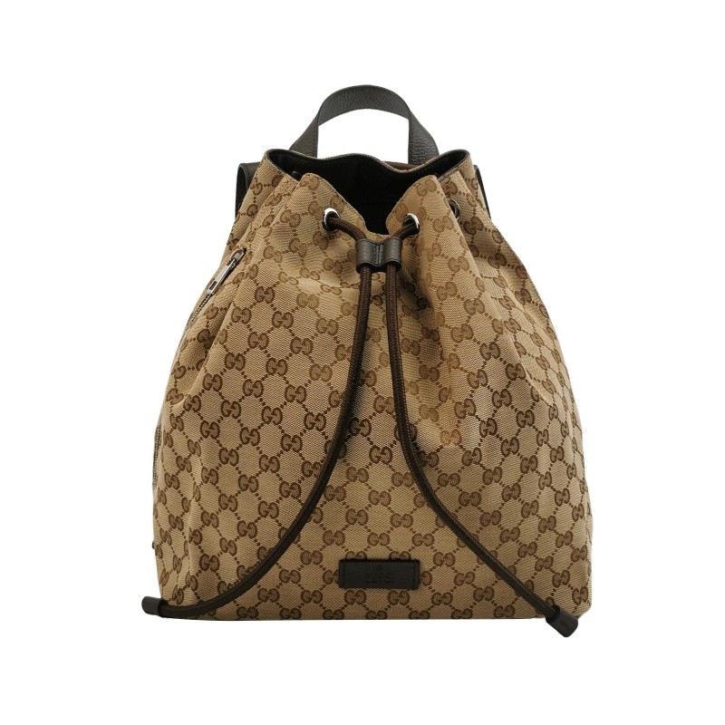 Gucci古馳 老花帆布拼皮雙肩包後背包-6