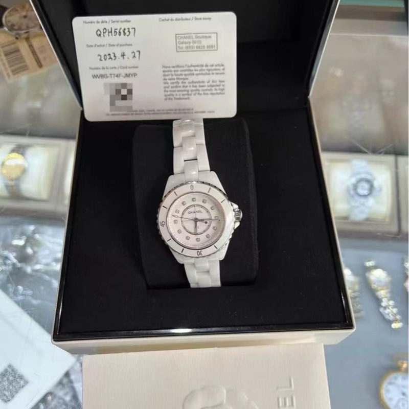 Chanel J12白鑽錶 23年99新配件齊全-0