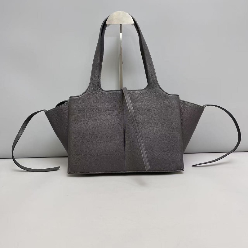 Celine big bag灰色牛皮荔枝紋蝙蝠包購物袋肩背包-1