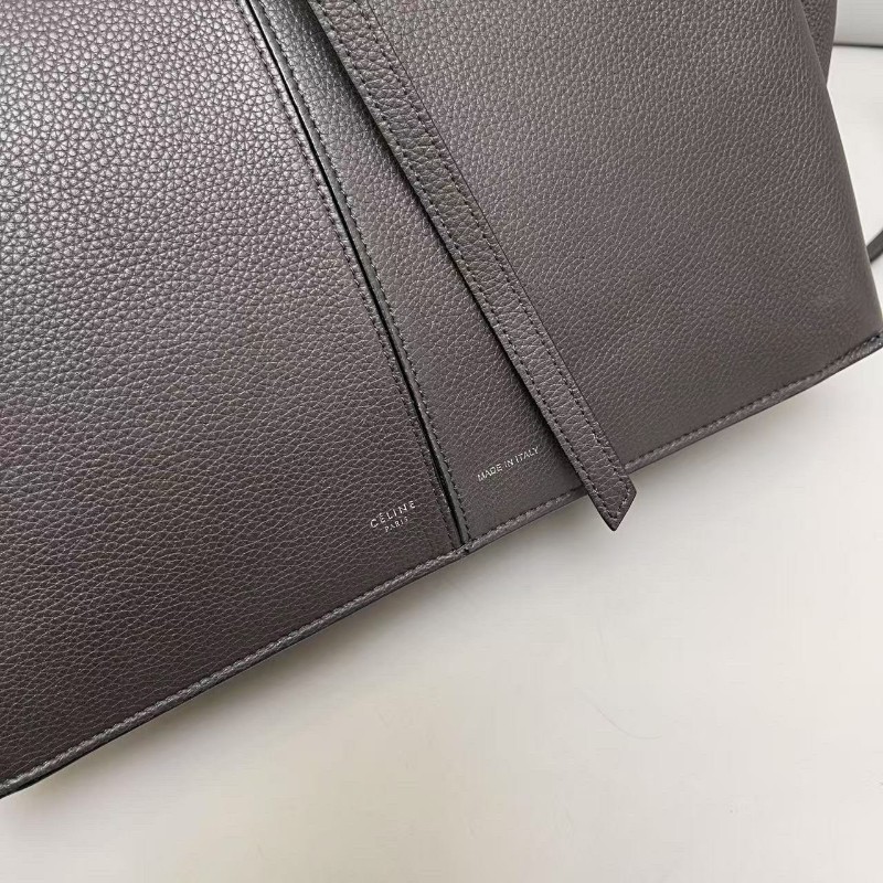 Celine big bag灰色牛皮荔枝紋蝙蝠包購物袋肩背包-2