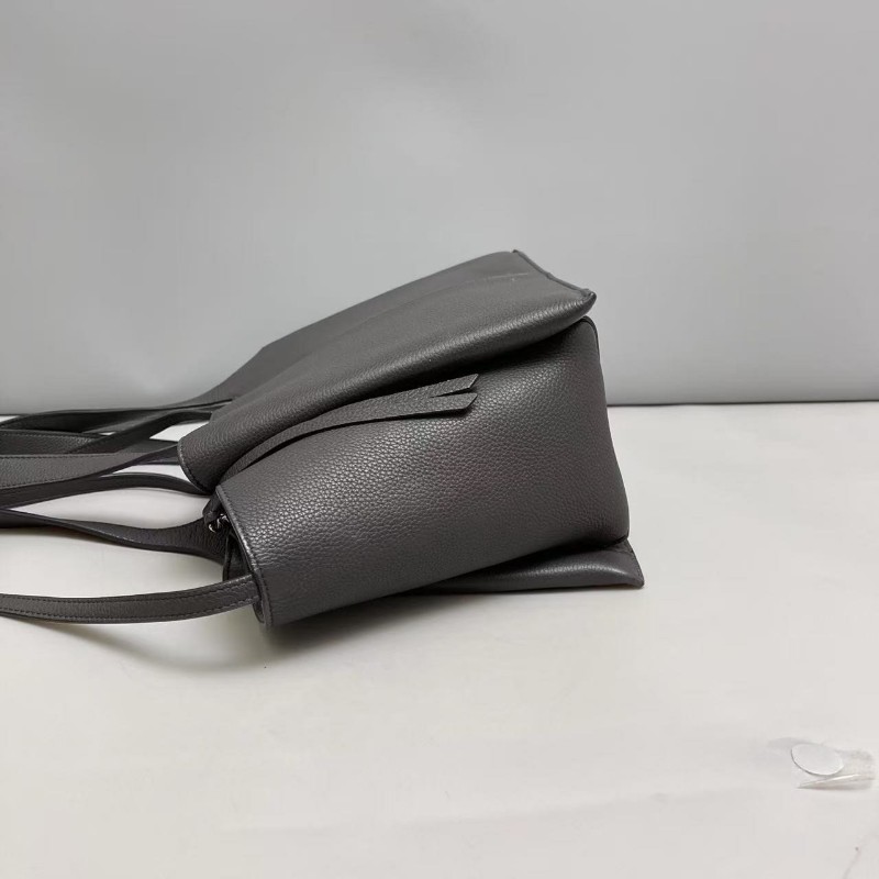 Celine big bag灰色牛皮荔枝紋蝙蝠包購物袋肩背包-4