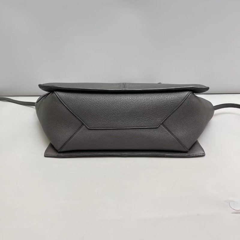 Celine big bag灰色牛皮荔枝紋蝙蝠包購物袋肩背包-5