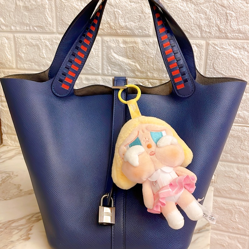 平台最低近新限量款✨愛馬仕Hermes picotin lock 22特殊雙色編織手把菜籃子琉璃藍寶石藍銀扣Epsom皮C刻-9