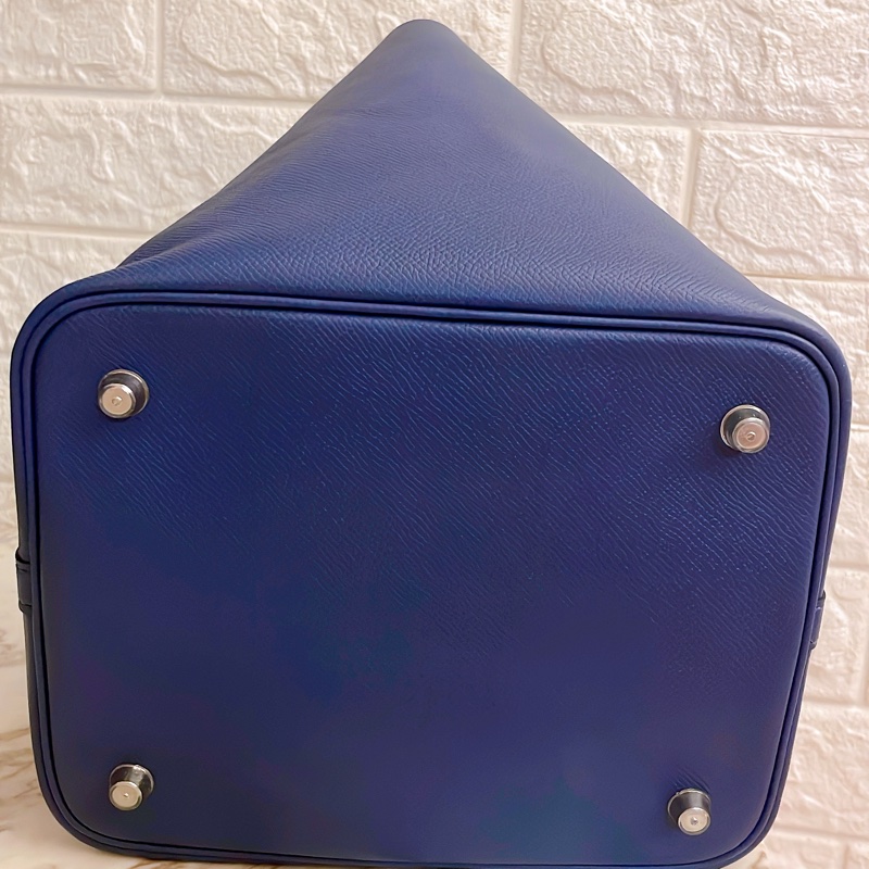 平台最低近新限量款✨愛馬仕Hermes picotin lock 22特殊雙色編織手把菜籃子琉璃藍寶石藍銀扣Epsom皮C刻-16