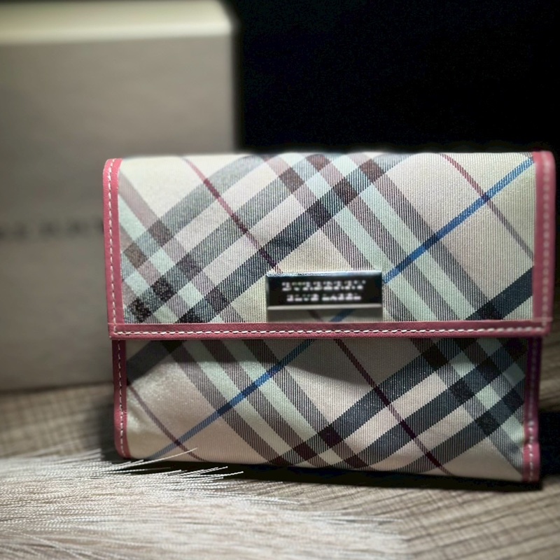 BURBERRY 粉色格紋短夾-0