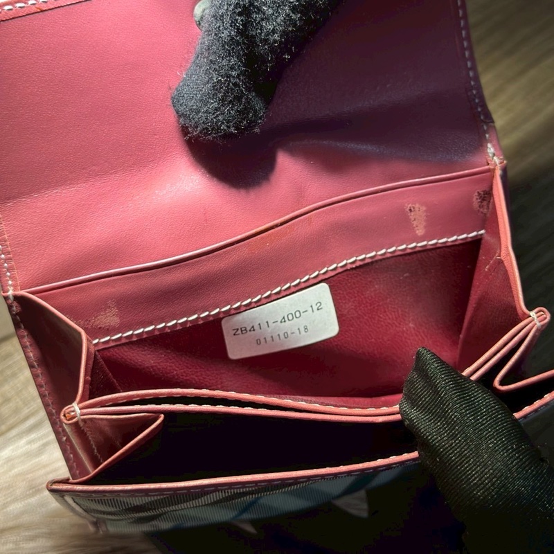 BURBERRY 粉色格紋短夾-3