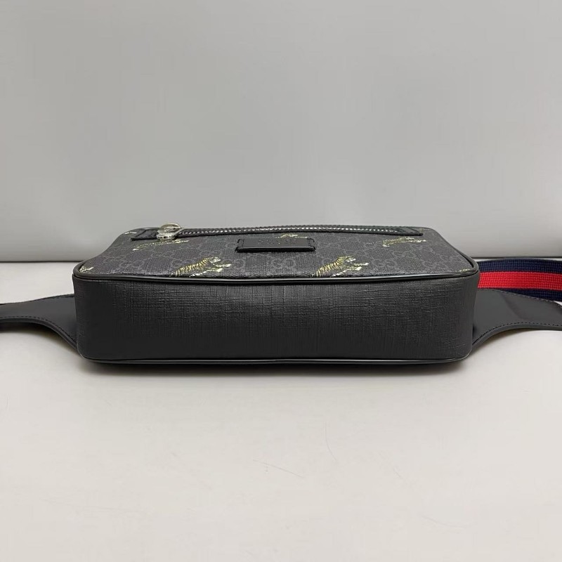 Gucci古馳 男士 老花老虎印花腰包胸包-3