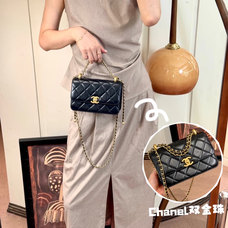 Chanel 黑金牛雙金球-1