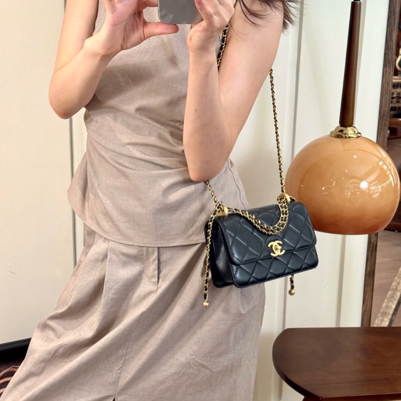 Chanel 黑金牛雙金球-2