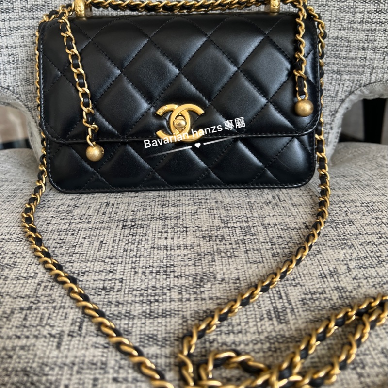 Chanel 黑金牛雙金球-4
